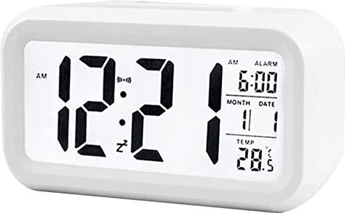 Jrechio Slimme temperatuurwekker LED Display digitale achtergrondverlichting kalender desktop snooze stomme elektronische mini wekker horloge (kleur: rood) zhengqiang (Color : White)