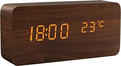 DAPERCI Klokken LED Houten Wekker Horloge Tafel Spraakbesturing Digitale Hout Elektronische Desktop Tafel Decor