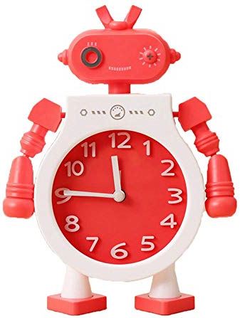 Hinleise Robot Wekker Decor Wekker Quartz Tafel Wakker Wakker Wakker Creatieve Paar Leuke Kinderen Slaapkamer - Rood - 1 Pc