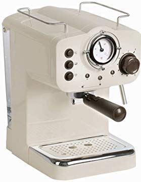 FMOPQ Retro espressomachine, roestvrijstalen compacte espressomachine met slagroomstok, professionele koffiemachine voor cappuccino en latte