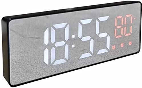 Jrechio Digitale wekker spraakregeling snooze tijd temperatuurweergave 3 alarmen spiegel LED Klokken USB Kabel (kleur: b) zhengqiang (Color : B)