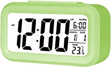 FMHCTA LED digitale wekker Elektronische digitale wekker Home Office Desktop Clock Backlit Dutje Data Kalender Bureauklok Digitale klok (groen)