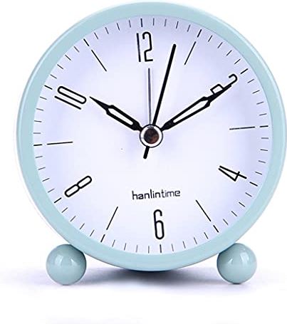 ERTDYJNAFGHMM 4 Inch Round Metal Clock Office Desktop Watch Table Clock Simple Bedroom Bedside Luminous Silent Alarm Clock Home Decor (Color : B, Size : One Size) (C One Size)