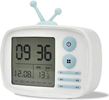 TOMYEUS tafelklok Alarm Clock Creative Fashion TV Styling wekker Dimbare Wit Licht Warm USB oplaadbare Kinderen wekker 3 Kleur Optioneel Decoratie Bureauklok (Color : White)