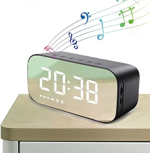 komsoup 5 Pcs Digitale wekker,Snel opladen Ingebouwde digitale klok met dubbel alarm - Muziekspeler voor kinderen, slaapkamer, camping