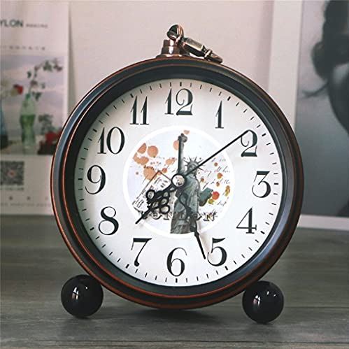 Spacmirrors Decorative Quartz Glass Lens Roman Numerals European Style Desktop Round Modern Silent Office Alarm Clock Flower Print Retro