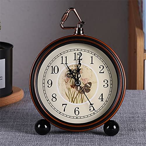 Spacmirrors Decorative Quartz Glass Lens Roman Numerals European Style Desktop Round Modern Silent Office Alarm Clock Flower Print Retro