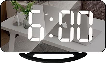 Spacmirrors Digital Alarm Clock Automatic Dimming Table Clock Touch Snooze USB Output Charge Wall Mirror Electronic LED Clocks