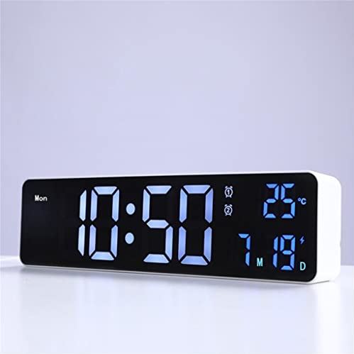Spacmirrors Digital Alarm Clock Temperature Date Dual Alarms Voice Control Electronic Table Clock Wall LED Clocks for Living Room