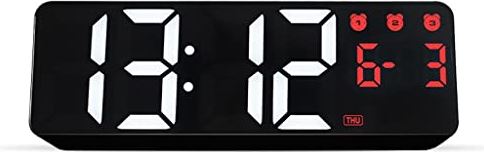 ERTDYJNAFGHMM Digital Alarm Clock Voice Control Date 3 Alarms Electronic Table Clock Night Mode Touch Snooze Wall LED Clocks (Color : B) (A)