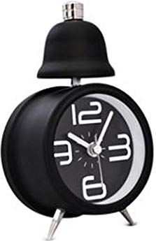 TOMYEUS tafelklok Classic Silent Leuke kleine wekker en Night Light Single Bell Alarm Clock batterij aangedreven Decoratie Bureauklok (Color : Zwart)