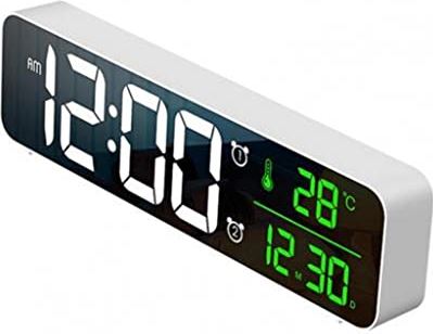 TYPIS LED digitale wekker nachtlampje timer temperatuurdisplay met muziek LED desktop digitale wekker (kleur: wit, maat: 26,5 x 7 x 3,5 cm. (26,5 x 7 x 3,5 cm, wit)