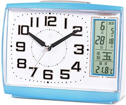 TOMYEUS tafelklok Luxe Kalender Wekker Creative Mute Lazy Snooze met Night Alarm LCD-scherm Data Temperatuur Sleep Timer Decoratie Bureauklok (Color : Blue)