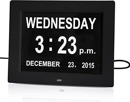 ERTDYJNAFGHMM 8 Inch Large Digital Alarm Clock Living Room Wall Hanging Calendar Date Time Display Wall Clocks Office Desk Clock (Color : B, Size : One Size) (B One Size)