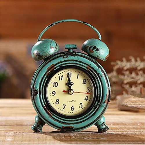 Spacmirrors Vintage Alarm Clock Analog Table Desk Clock with Quartz Movement Battery Operated for Bedroom Living Room Bar Decoration