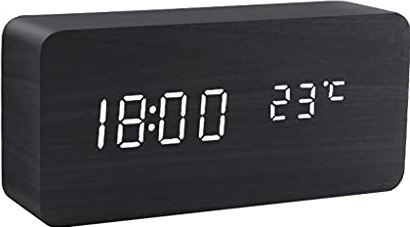 Spacmirrors Alarm Clock Wooden Watch Table Voice Control Digital Wood Powered Electronic Desktop Clocks