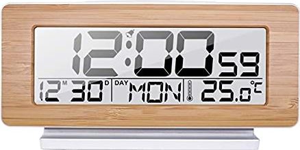 zinhsq Digital Wall Clock, Autoset Desk-wekker met temperatuur, vochtigheid en datum, batterij geëxploiteerd, digitale klok grote display voor senioren