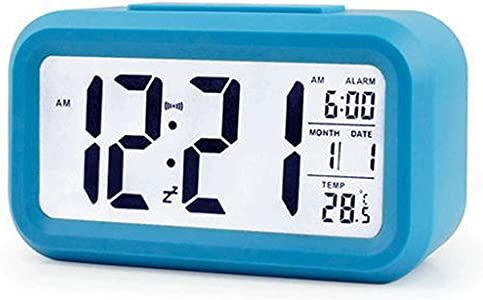 FMHCTA Lazy Cute Mute Digitale Wekker, Snooze-functie Grote Cijfers Display Elektronische Wekker voor Kinderen Slaapkamer Reizen (Kleur: Blauw) (Blauw)