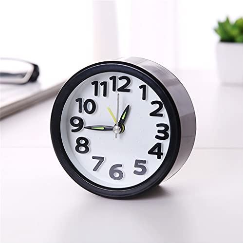 Spacmirrors Square Round Small Alarm Clock Snooze Silent Sweeping Wake Up Table Clock Battery Powered Compact Portable Travel Alarm Clock