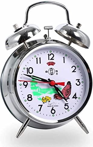 FMOPQ Ultra-Loud Horseshoe Watch Mechanical Manual Winding Metal Movement Alarm Clock (Color : Silver Size : 12cm)