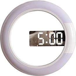 FMHCTA LED Nachtlampje Digitale Wandklok Alarm Spiegel 3D Hollow Horloge Tafelklok 7 Kleuren Temperatuur voor Thuis Woonkamer Decoraties