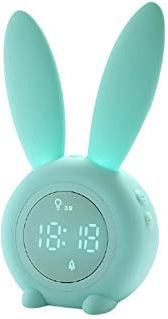 FMHCTA Leuke Bunny Ear LED Digitale Wekker Elektronische USB Sound Control Konijn Nachtlampje Bureauklok Woondecoratie (Kleur: C) (B)