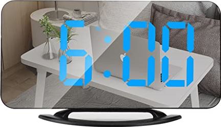 Spacmirrors Digital Alarm Clock Automatic Dimming Table Clock Touch Snooze USB Output Charge Wall Mirror Electronic LED Clocks