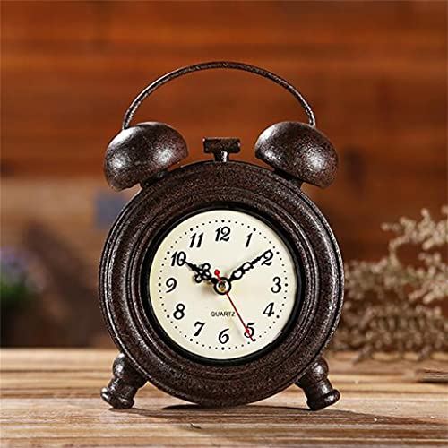 Spacmirrors Vintage Alarm Clock Analog Table Desk Clock with Quartz Movement Battery Operated for Bedroom Living Room Bar Decoration