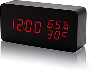 FMHCTA Wekker Wekker LED Houten horlogetafel Spraakbesturing Digitale houtslaaptrainer Klok Elektronische desktopklokken Klokken (K)