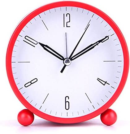 FMHCTA Retro mechanische wekker ronde dubbele metalen decoratie moderne decoratieve bel digitale klok horloges (Kleur: Rood) (Rood)