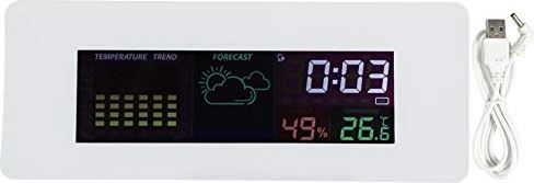AUNC Thermometer Hygrometer, multifunctionele nauwkeurige wekker met alarmfunctie voor thuis Slaapkamer Woonkamer voor volwassenen