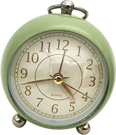 Spacmirrors Alarm Clock Home Decor Bedside Desk Clock Vintage Silent Mute Quartz Analog Battery Operated Non-Ticking