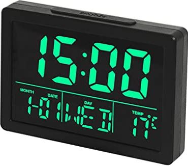 Spacmirrors LED Music Alarm Clock Voice Control Date 12/24H Electronic Table Clock Night Mode Snooze Digital Clocks for Living Room