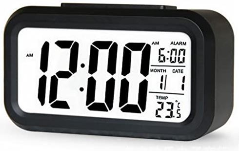 SDGJHKPMHF LED Digital Alarm Backlight Snooze Silent Calendar Desktop Electronic Bcaklight Desk Clock Desk Clock (Color : White, Size : 1.3 * 8 * 4.5cm) (Black 1.3 * 8 * 4.5cm)