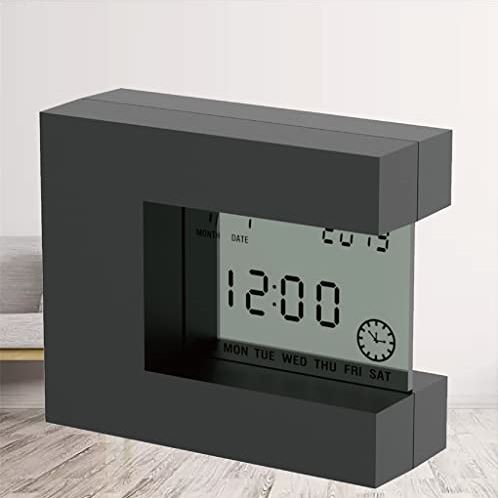 VCFDZCFD Wekker Digitaal voor Thuiskantoor Bureau Tafel Horloge LCD Klok met Kalender Datum Countdown Timer Thermometer (Kleur: Zwart) (Zwart)