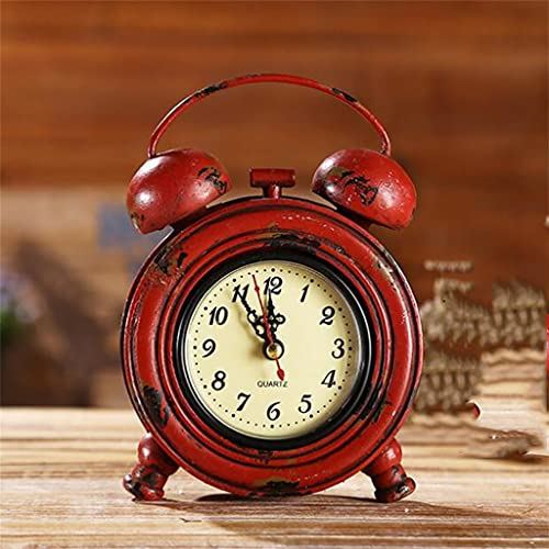 Spacmirrors Vintage Alarm Clock Analog Table Desk Clock with Quartz Movement Battery Operated for Bedroom Living Room Bar Decoration