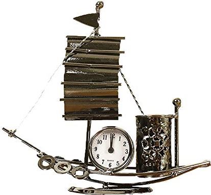 Hinleise Retro Metalen Zeilboot Sculptuur Voor Home Decoratie Wekker Ornamenten Geschenken Voor Studenten Pen Houder - # A - 1 Pc