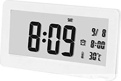 Lwieui-NZ Mini Wekker Grote LED Display Wekker Smart Digital Display Mute Wekker Met Snooze Klassieke Eenvoudige Wekker (Kleur: Wit, Maat: 14,8 x 2 x 8,7 cm)