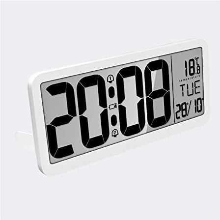 SEFAX Digitale wekker, 14" LCD High-definition grote schermklok, multifunctionele stille wandklokkenklok, wekker for slaapkamers nachtkastje (Color : A)