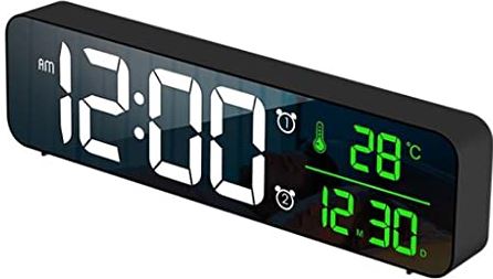 Spacmirrors LED Digital Alarm Clock Snooze Temperature Date Display USB Desktop LED Clocks for Living Room Decoration