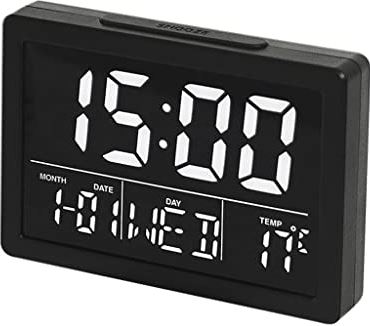 Spacmirrors LED Music Alarm Clock Voice Control Date 12/24H Electronic Table Clock Night Mode Snooze Digital Clocks for Living Room