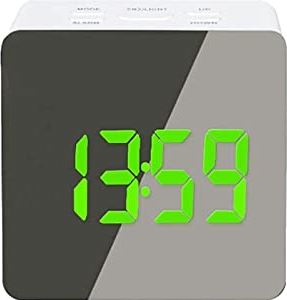 FMHCTA Wekker Mini Led-wekker Digitale Kind Elektronische Wekkers Scherm Spiegel Temperatuur Klok met Snooze-functie Bureauklok, Blauw Groen Wit Klokken (2)