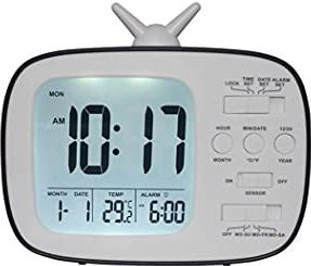 FMHCTA LED Digitale Wekker met Nachtlampje Bureau Display Smart TV Vorm Klok Thermometer Kalender Wekker