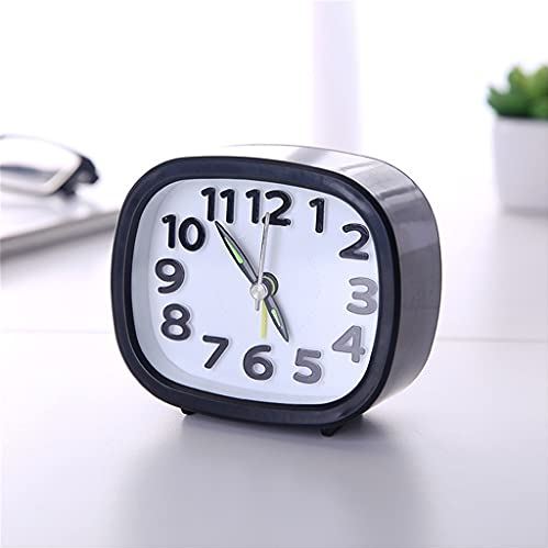 Spacmirrors Square Round Small Alarm Clock Snooze Silent Sweeping Wake Up Table Clock Battery Powered Compact Portable Travel Alarm Clock