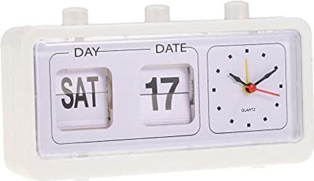 KLKKLA Retro Vintage Kalender Wekker Met Drie Drukknop Zwart Wit (B One Size)