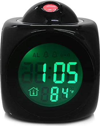 Spacmirrors Alarm Clock LCD Talking Projection Alarm Clock Time & Temp Display Projection Clocks