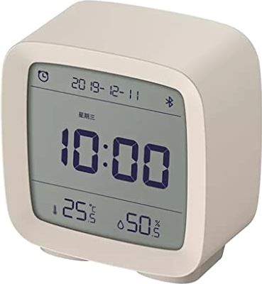 TYPIS Bluetooth Wekker Temperatuur Vochtigheid Display LCD Scherm Verstelbare Nachtlampje Strip (Kleur: Wit, Maat: 80,3 x 41 x 83 mm.) (80,3 x 41 x 83 mm, Wit)