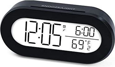 Spacmirrors Digital Alarm Clock for Desk or Bedroom Small Alarm Clocks for Kids Soft Backlight Snooze and Temperature Battery Operator Clock