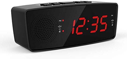 Lwieui-NZ Mini Wekker Mode Radio Wekker Eenvoudige Alarm Mute Nachtkastje Klok Slaapkamer Kantoor Wekker Creatief Cadeau Klassiek Eenvoudige Wekker (Kleur: Rood, Maat: 18x5.2x6.4cm)