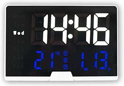 Spacmirrors Digital Alarm Clock Voice Control Temp Touch Snooze Alarms Electronic Table Clock Night Mode Digital LED Clocks